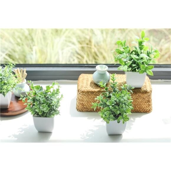 Der Rose 4 Pack Fake Plants Mini Artificial Greenery Potted Plants - Picture 6 of 7
